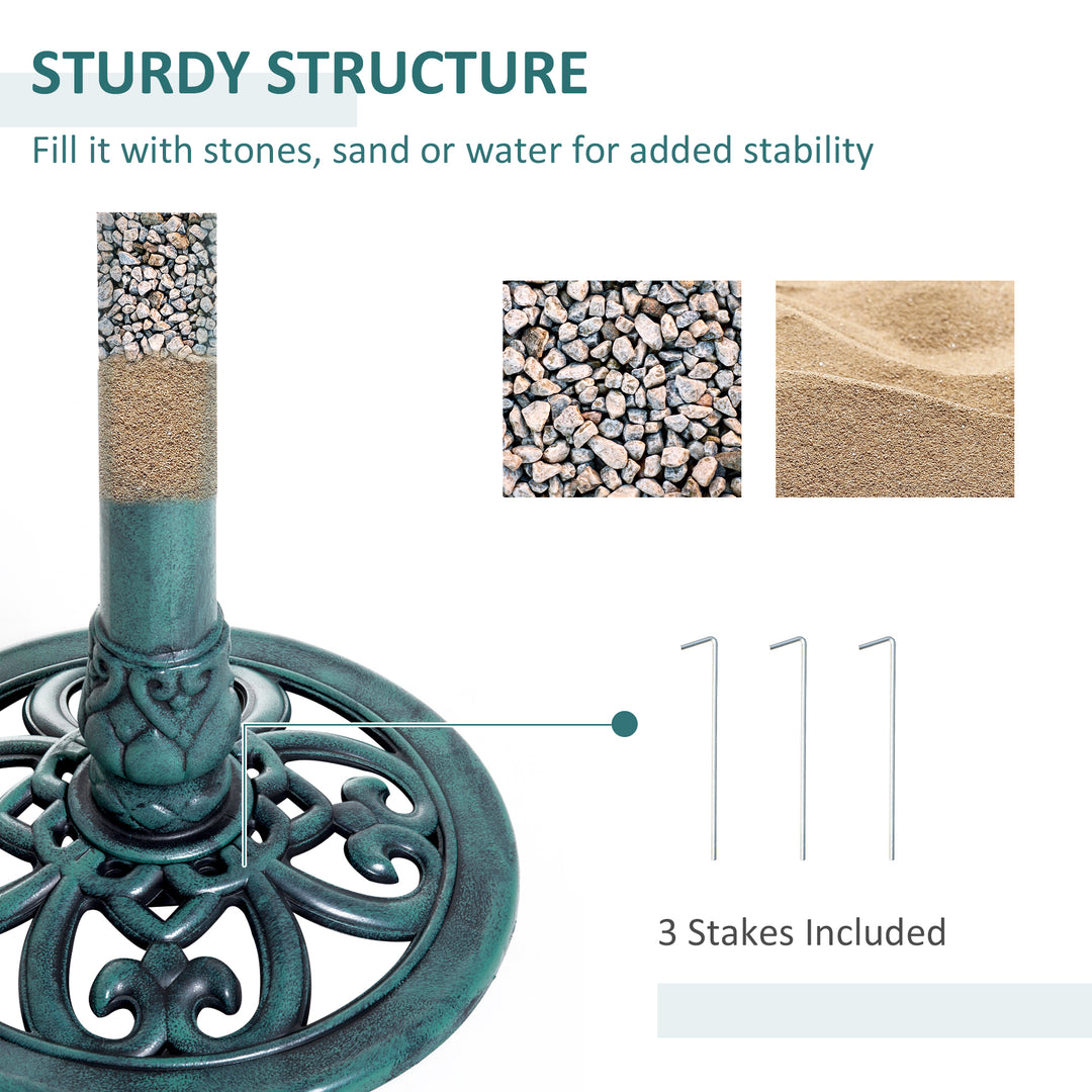 MCL Garden Bird Bath Outdoor Decrative Garden Feeder Stand with Scallop-like Pattern, Time-Worn Finish, 50cm, Green
