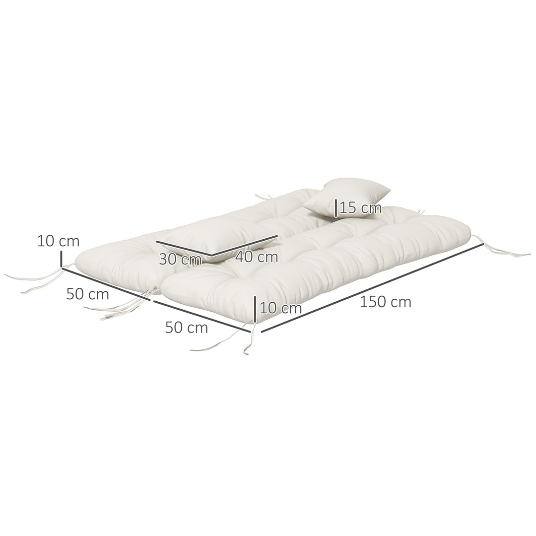Back and Seat Cushion Replacement with 2 Pillows, Patio Chair Cushions Set with Ties, White