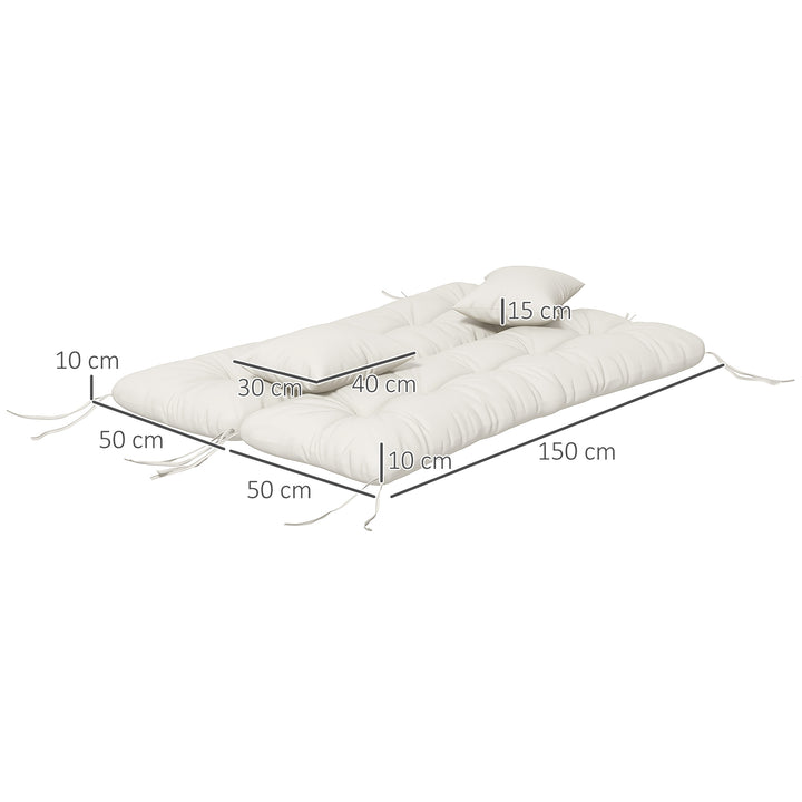 Back and Seat Cushion Replacement with 2 Pillows, Patio Chair Cushions Set with Ties, White