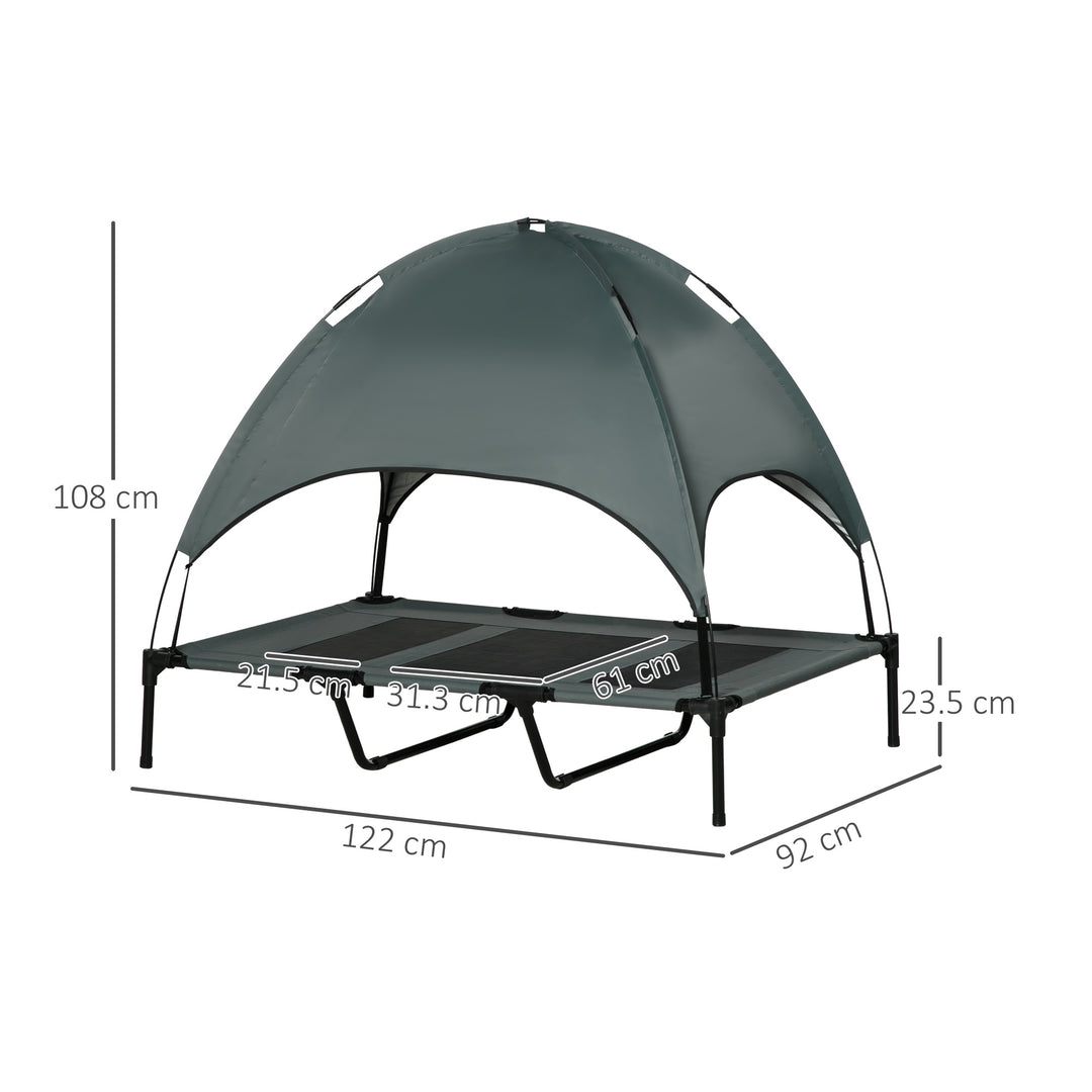 MCL Raised Dog Bed Waterproof Elevated Pet Cot with Breathable Mesh UV Protection Canopy Grey, for XL Dogs, 122 x 92 x 108cm
