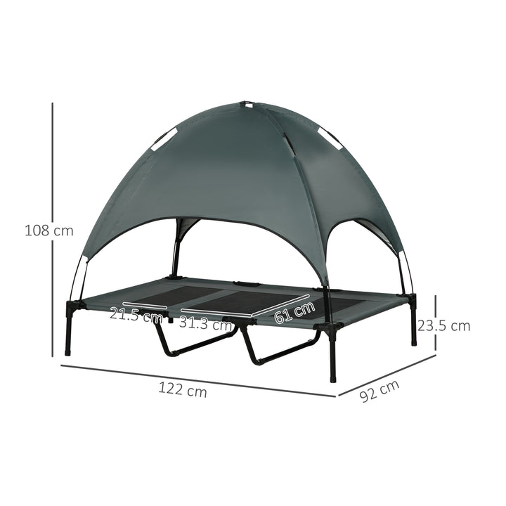 MCL Raised Dog Bed Waterproof Elevated Pet Cot with Breathable Mesh UV Protection Canopy Grey, for XL Dogs, 122 x 92 x 108cm