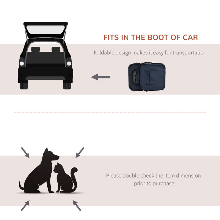 Foldable Pet Carrier for Small and Miniature Dogs, Portable Cat Carrier Soft Side Pet Travel Crate with Removable Mat, Storage Bags, Breathable Mesh 60 x 41.5 x 41cm - Dark Blue