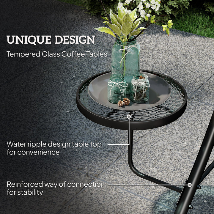 Three-Seater Garden Swing, with Adjustable Canopy - Black/Grey