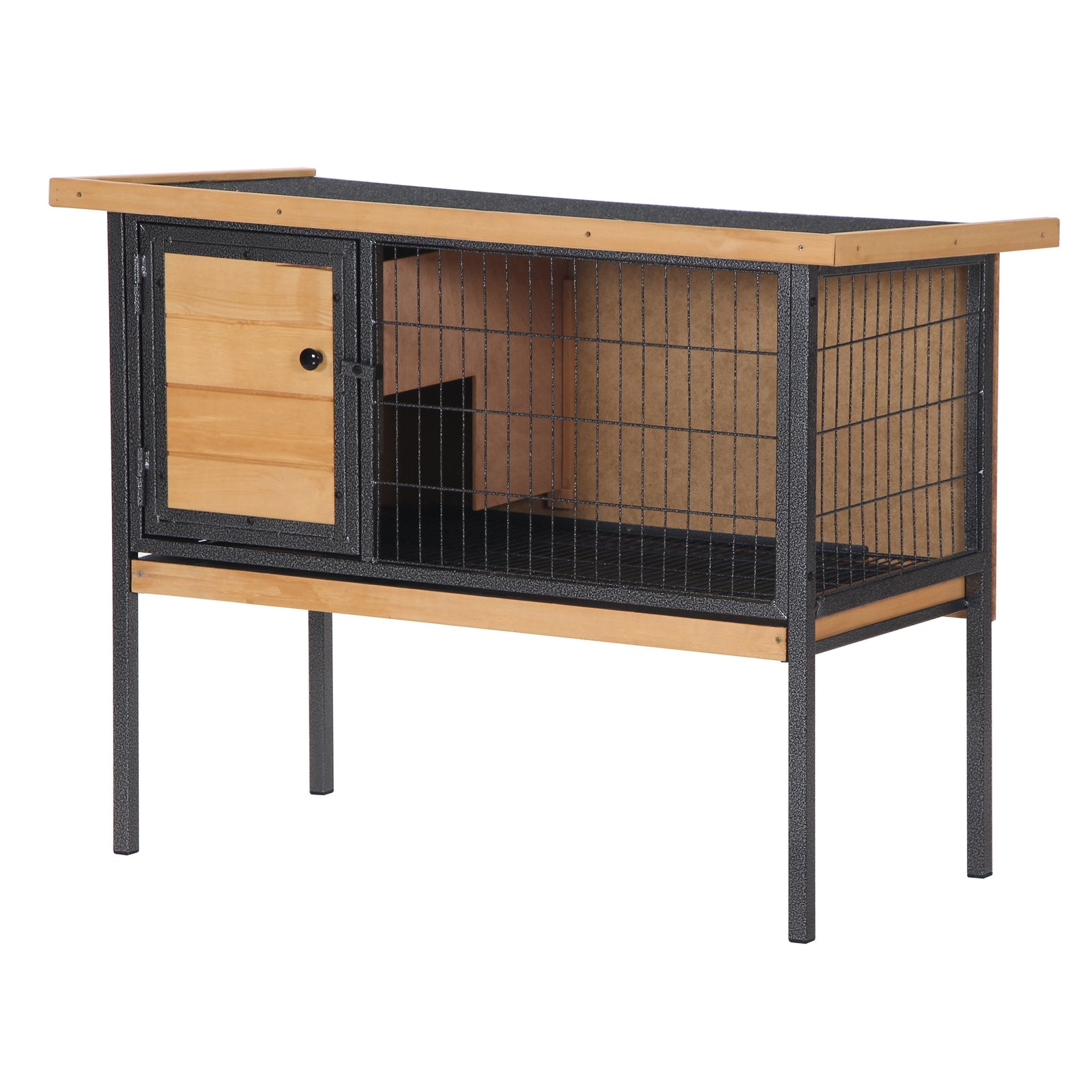 Wooden Guinea Pigs Hutches Elevated Pet House Bunny with Slide-Out Tray Outdoor Natural