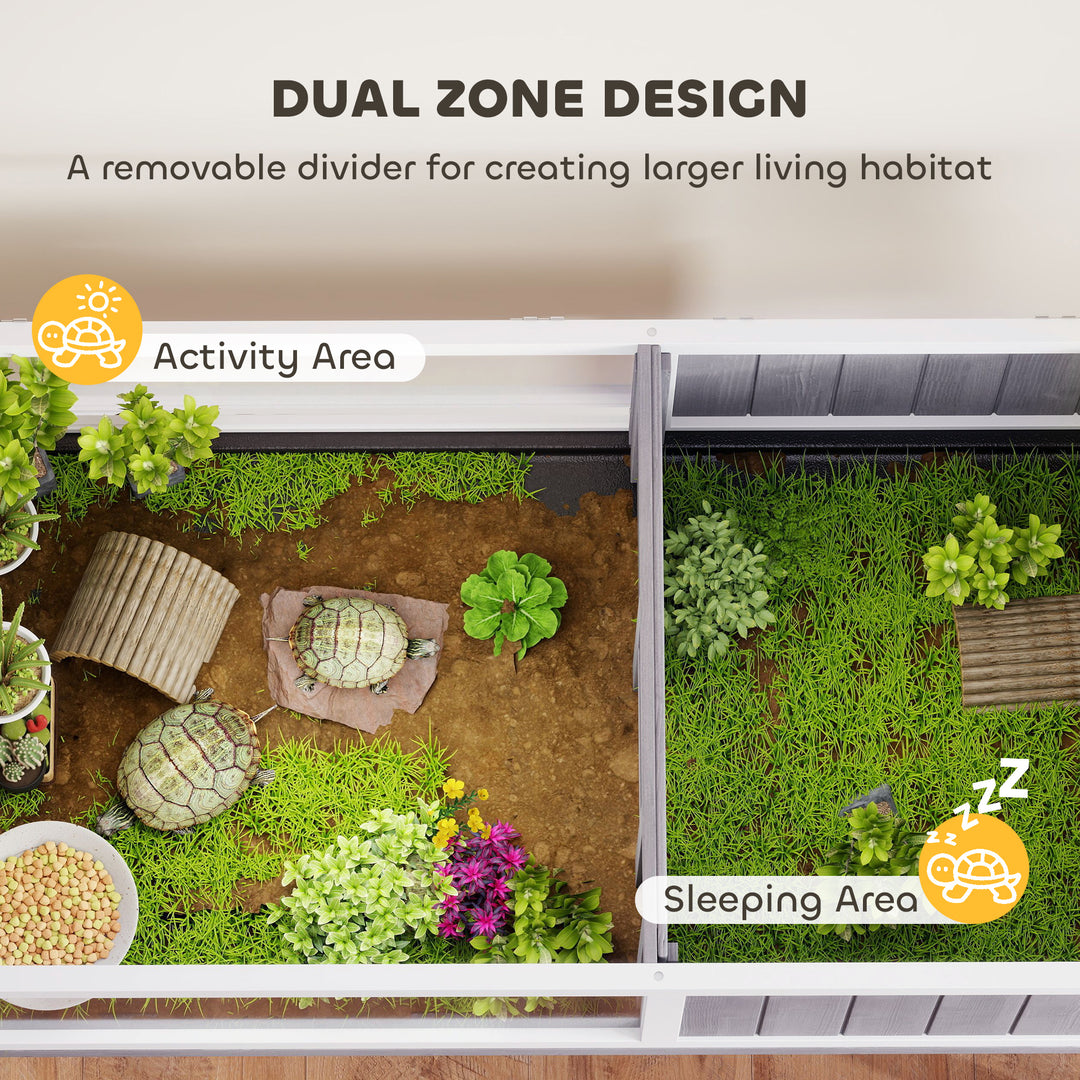 Wooden Tortoise House with Dual-Zone Habitat, Clear Panels, Openable T