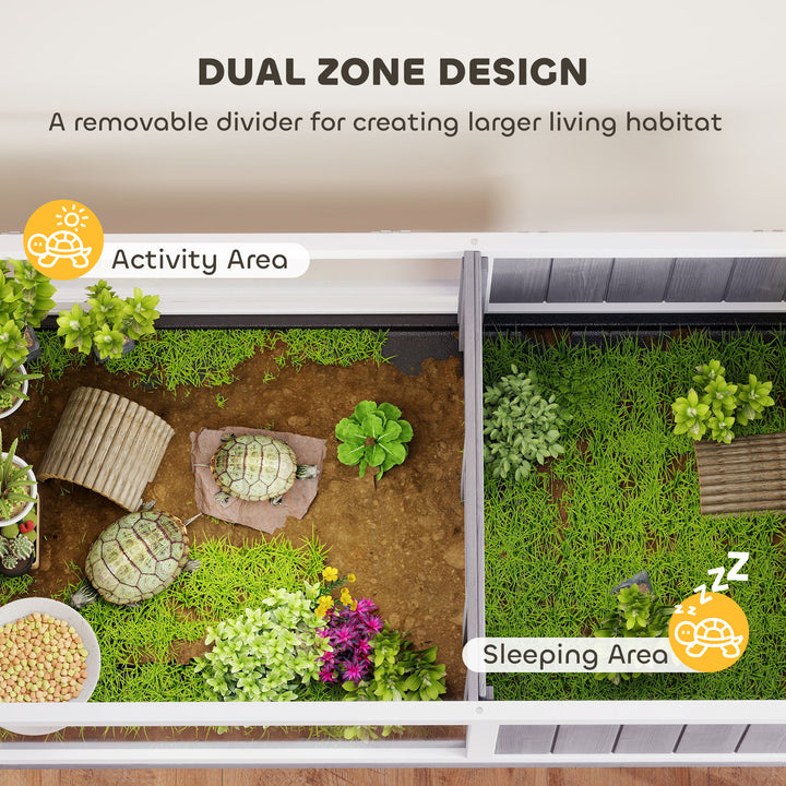 Wooden Tortoise House with Dual-Zone Habitat, Clear Panels, Openable T