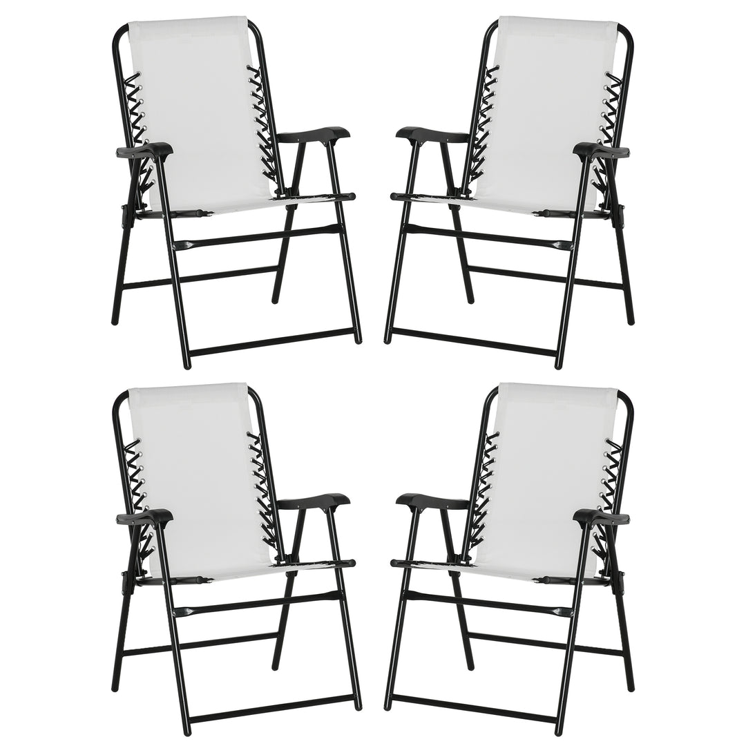 Pieces Patio Folding Chair Set, Outdoor Portable Loungers for Camping Pool Beach Deck, Lawn Chairs with Armrest Steel Frame, Cream White