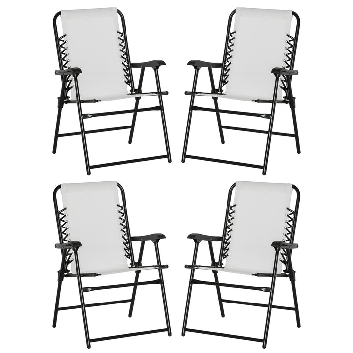 Pieces Patio Folding Chair Set, Outdoor Portable Loungers for Camping Pool Beach Deck, Lawn Chairs with Armrest Steel Frame, Cream White