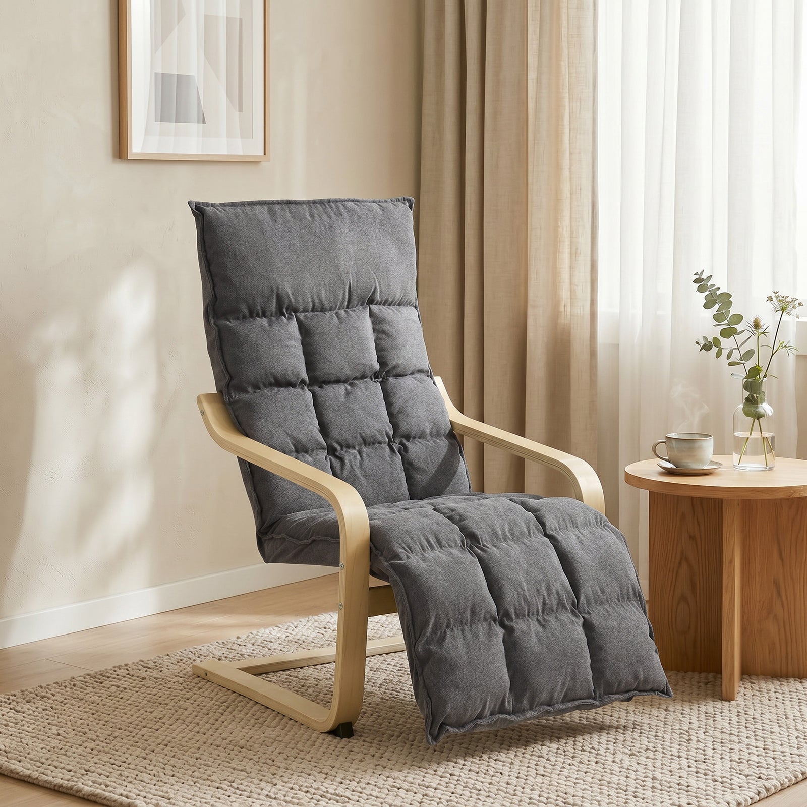 Modern Accent Chair, Leisure Lounge Chair Armchair with Footrest, Plus
