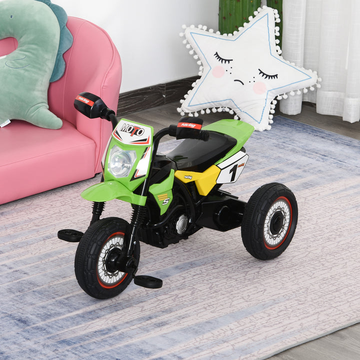 MCL Toddler Pedal Motorcycle Kids Ride On Tricycle Early Learning w/ Music Lights Handlebar Stickers Exercise Boys Girls Gift for Kids 18 - 36 Months Green
