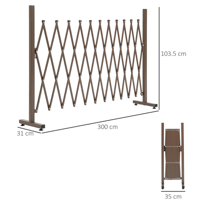 MCL Expanding Trellis Fence Freestanding Movable Fence Foldable Garden Screen Panel Aluminum, 300cm x 103.5 cm, Dark Brown
