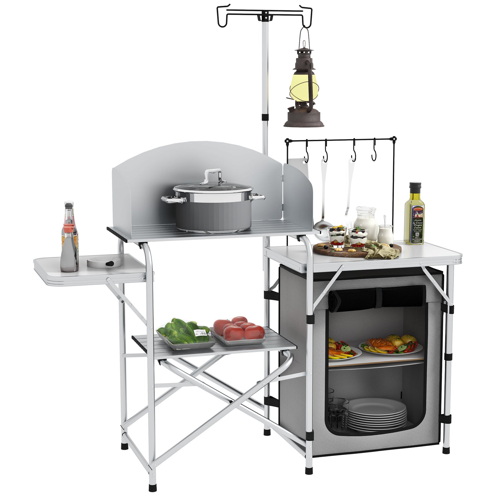 Multi-Feature Folding Camping Kitchen, with Wind Shield