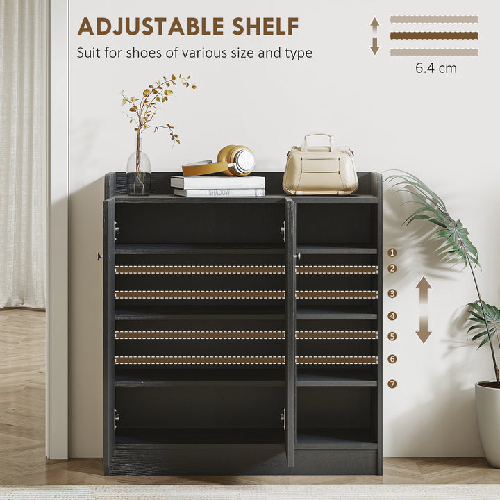Shoe Storage Cabinet with Adjustable Shelves - Black
