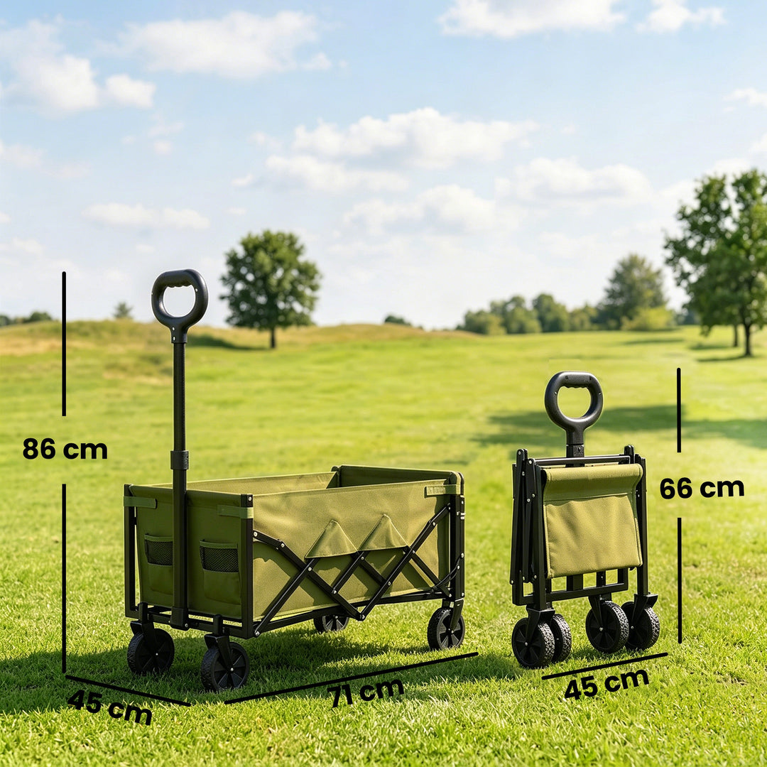 60L Foldable Festival Trolley on Wheels, Collapsible Wagon Cart with D