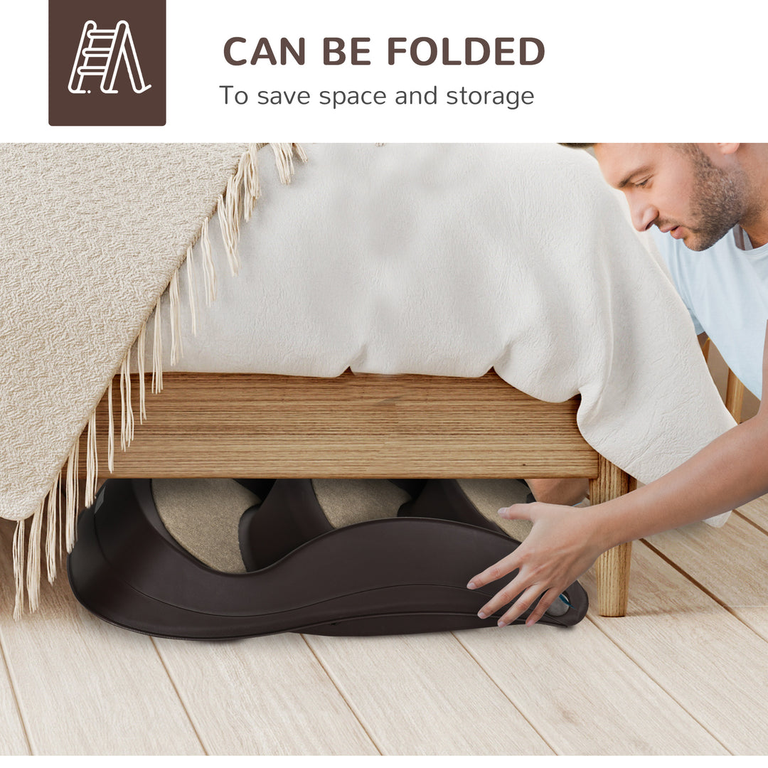 MCL Foldable Dog Steps, Portable Dog Stairs 3-Step for High Beds, Sofas, Pet Stairs with Non-slip Mats for Small and Miniature Breeds, 49 x 38 x 38 cm, Brown