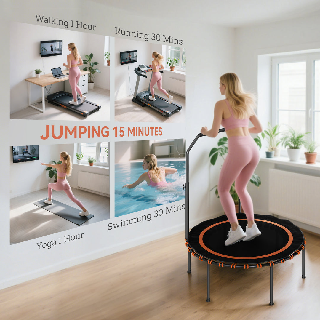 SPORTNOW 40" Foldable Fitness Trampoline Rebounder with Handle, Orange