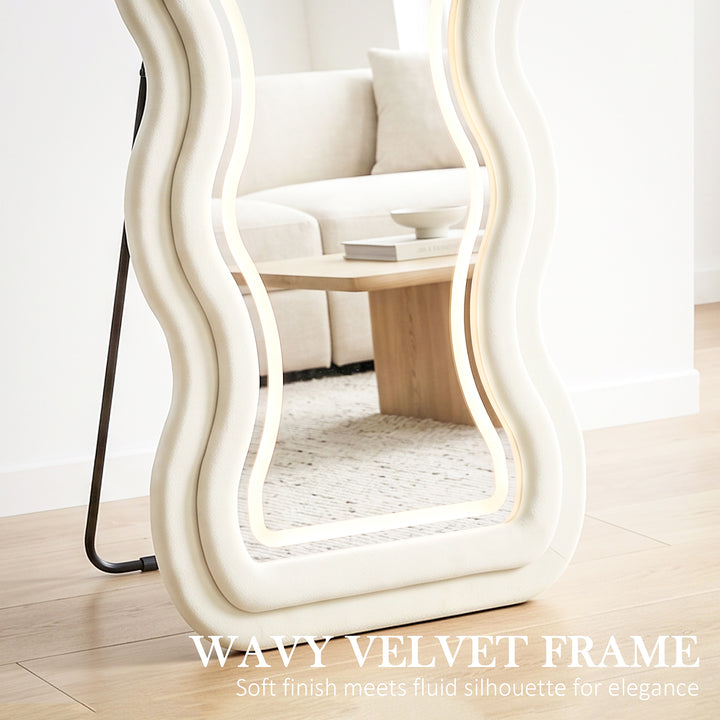 Full Length Mirror, 160 x 60 cm Wavy Full Body Wall Standing Mirror - view 4