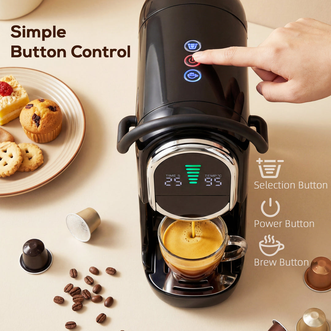 Pod Coffee Machine for Nespresso, Dolce Gusto Capsule &amp; Ground Coffee,