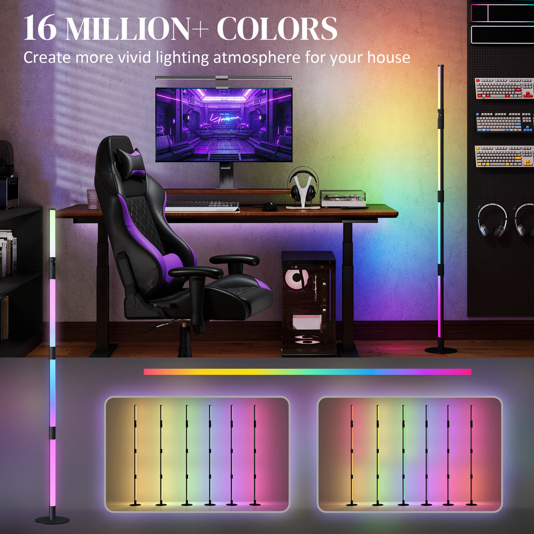 LED Floor Lamp, 360° RGB Detachable Corner Floor Lamp with App & Remote Control, Colour Changing Standing Lamp with Music Sync & Timing, for Living Room, Game Room, Dark Grey
