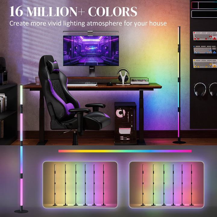 LED Floor Lamp, 360° RGB Detachable Corner Floor Lamp with App & Remote Control, Colour Changing Standing Lamp with Music Sync & Timing, for Living Room, Game Room, Dark Grey