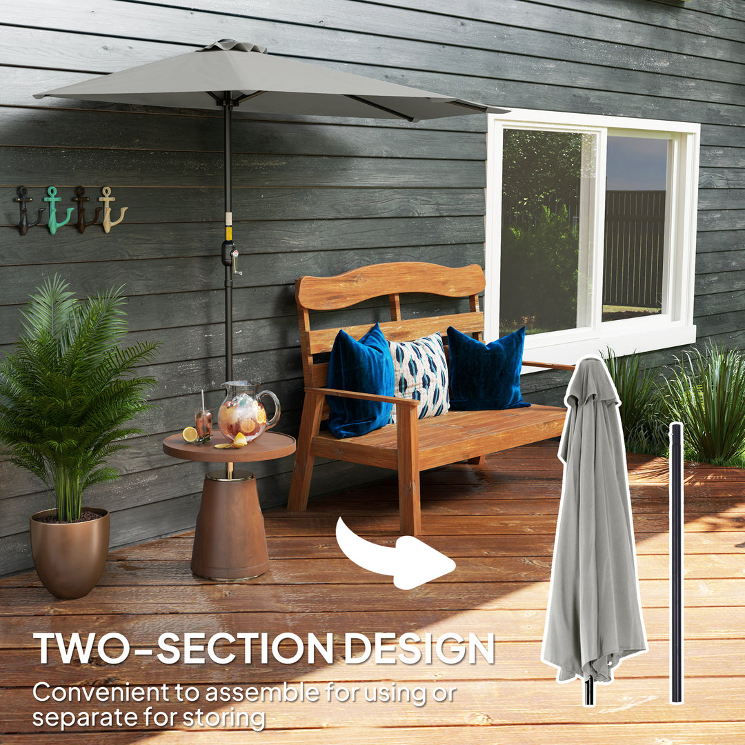 Half Round Parasol Umbrella - Light Grey