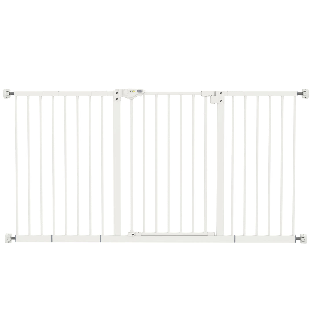 Adjustable Safety Gate w/ Three Extensions, Four Adjustable Screws, White