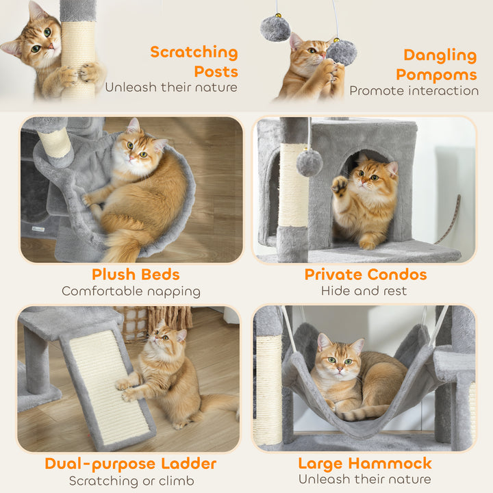 Cat Tree, 192 cm Large Multi-Level Cat Tower for Indoor Kittens with 8