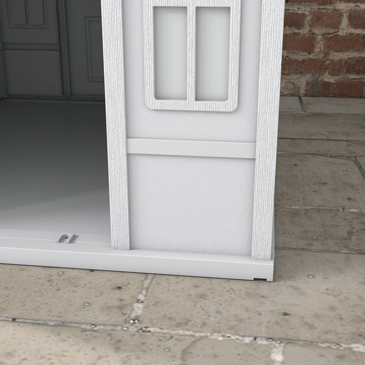 Plastic Weather-Resistant Dog House, for Indoors and Outdoors, Large Dogs - Grey