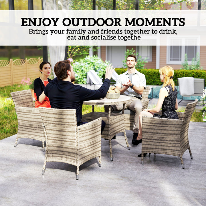 Five-Piece Rattan Garden Set, with Two-Tier Table - Grey