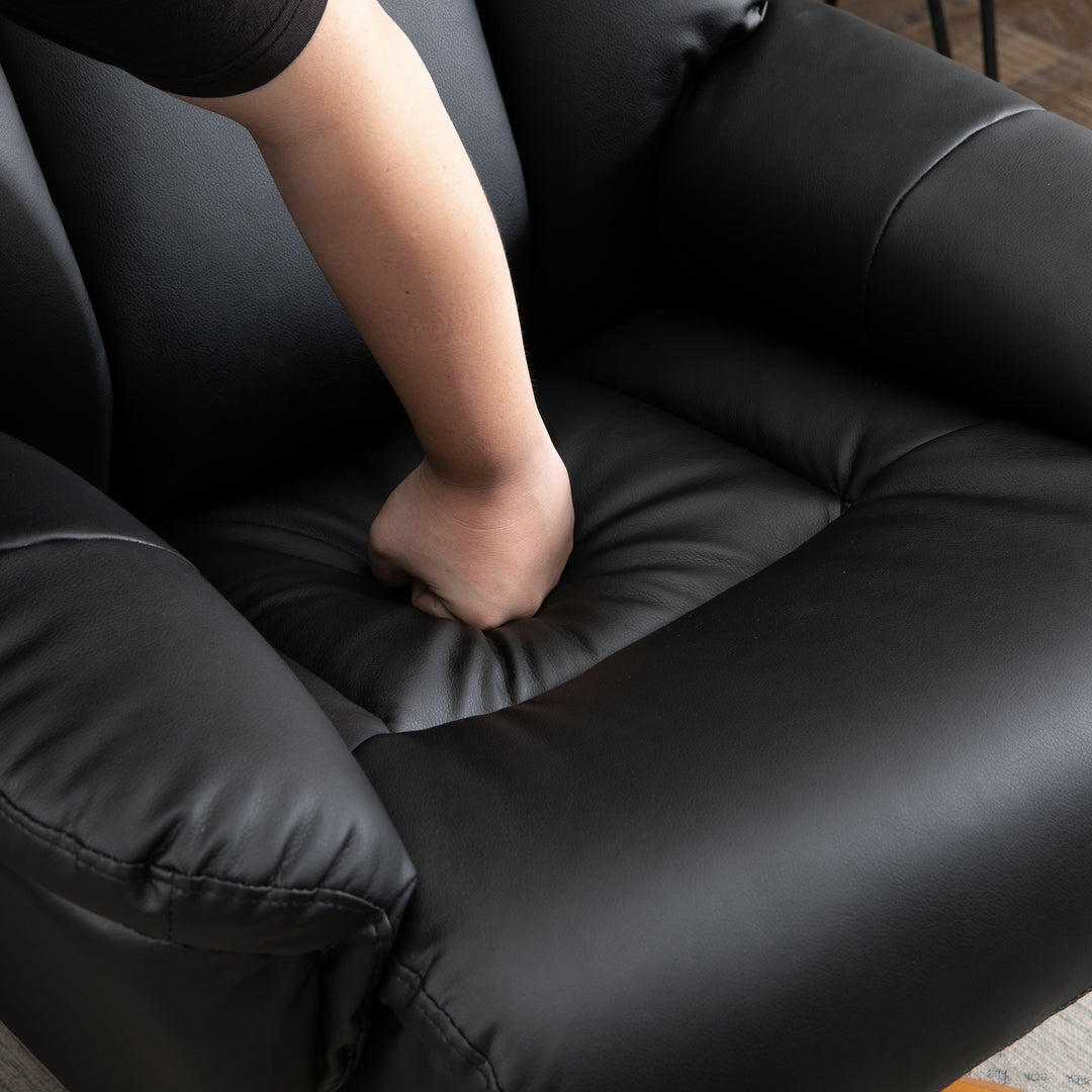 10-Point Massage Sofa Armchair Chair PU Leather W/ Footrest Stool Heat Recliner Black