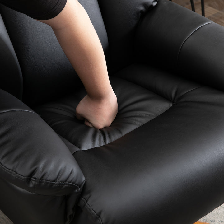 10-Point Massage Sofa Armchair Chair PU Leather W/ Footrest Stool Heat Recliner Black