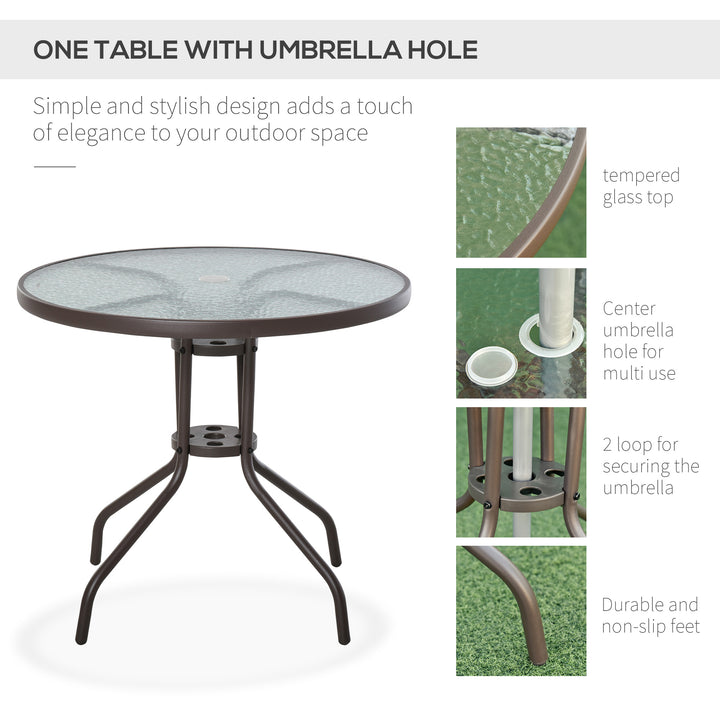 Outsunny Garden Patio Texteline Folding Chairs Plus Table and Parasol Furniture Bistro Set