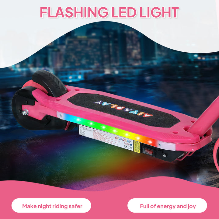 Electric Scooter for Ages 6-14, with Colourful Light and Electric Brake, Electric Scooter E Scooter, Up to 10 KM/H & 8 KM, Pink