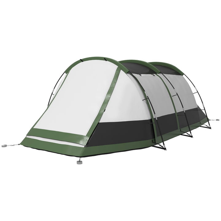 Outsunny Family Camping Tent: 3-4 Person Tunnel, 2000mm Waterproof, Lightweight with Carry Bag, Green | Aosom UK