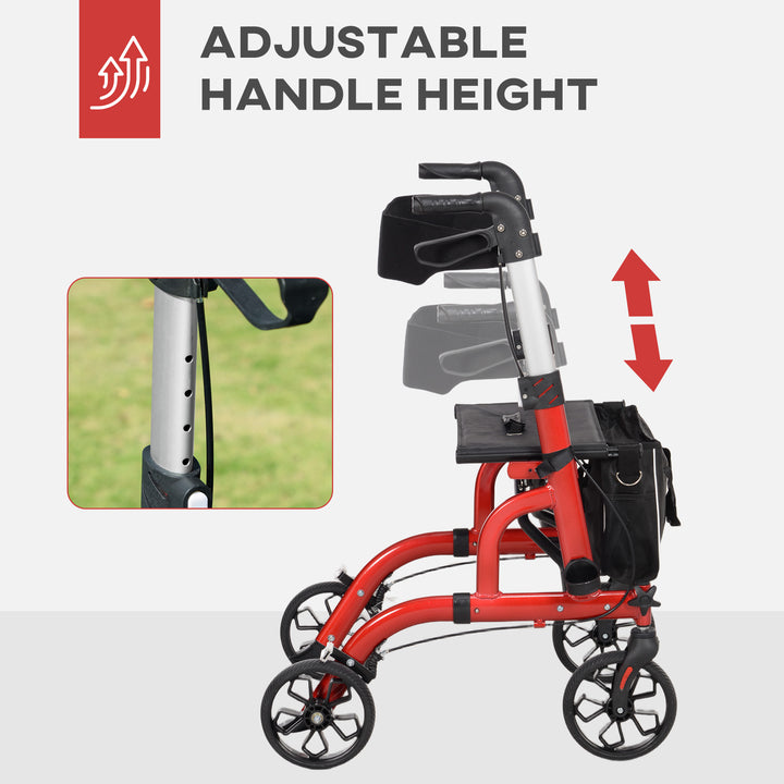Lightweight Walking Frame, Folding Rollator Walker with Seat and Backr