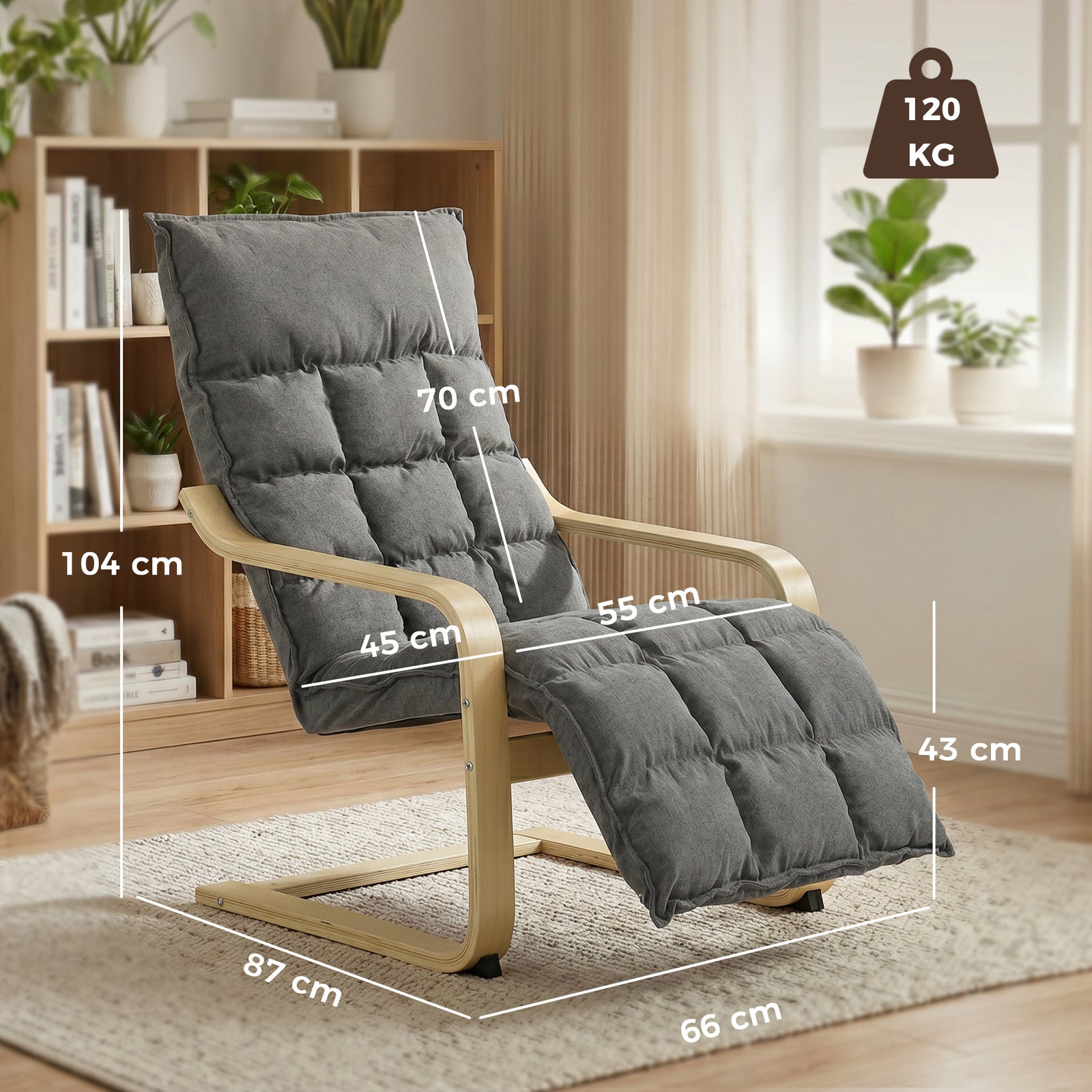 Modern Accent Chair, Leisure Lounge Chair Armchair with Footrest, Plus