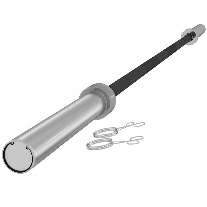 SPORTNOW 210cm Olympic Barbell Bar for 5cm Weight Plates, with Spring Clips, 19kg
