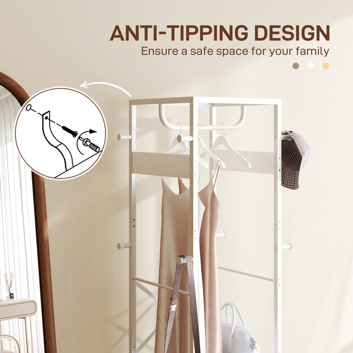 Multi-Storage Clothes Rack - White
