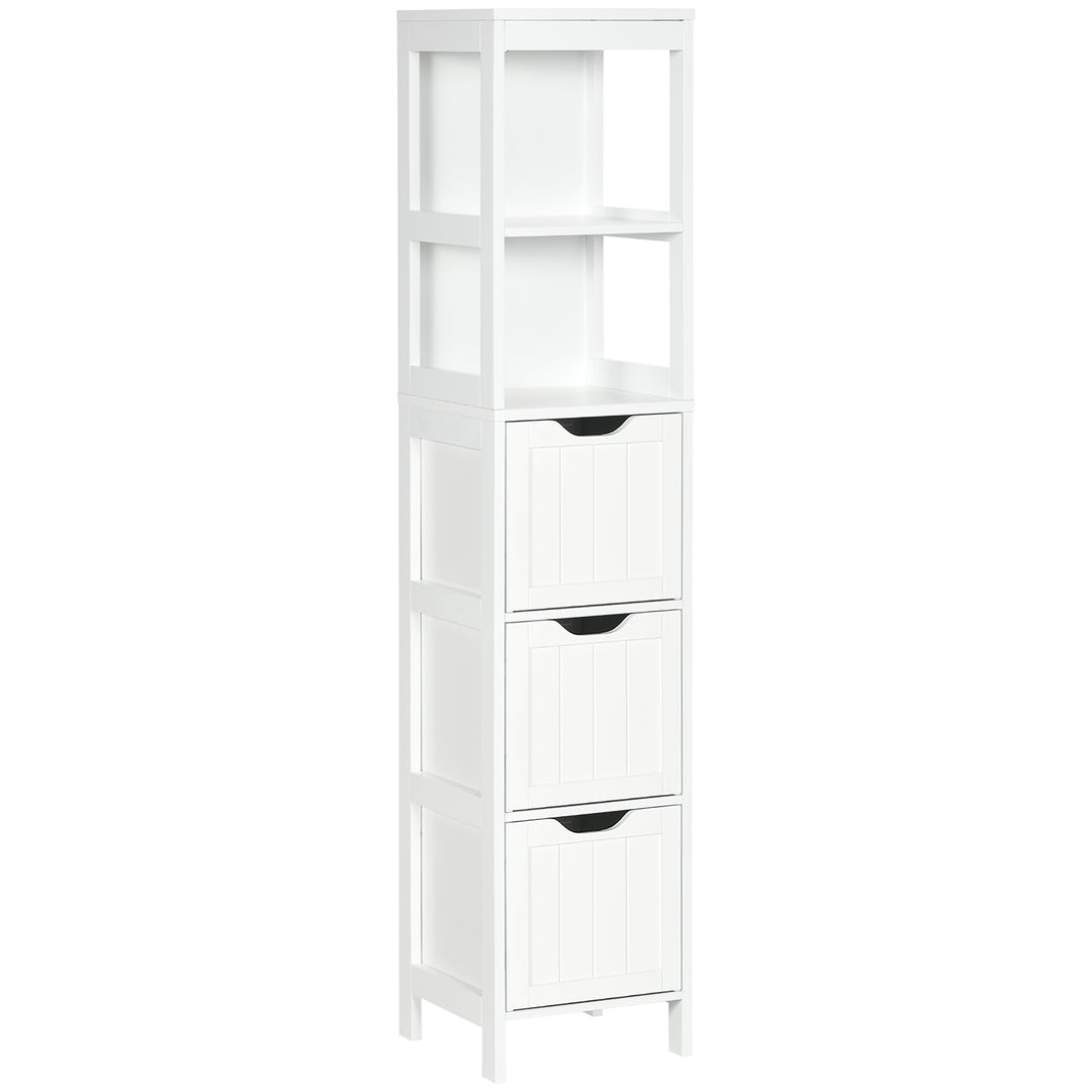 Narrow Floor Cabinet, Bathroom Cabinet with 3 Drawers and 2 Open Shelv