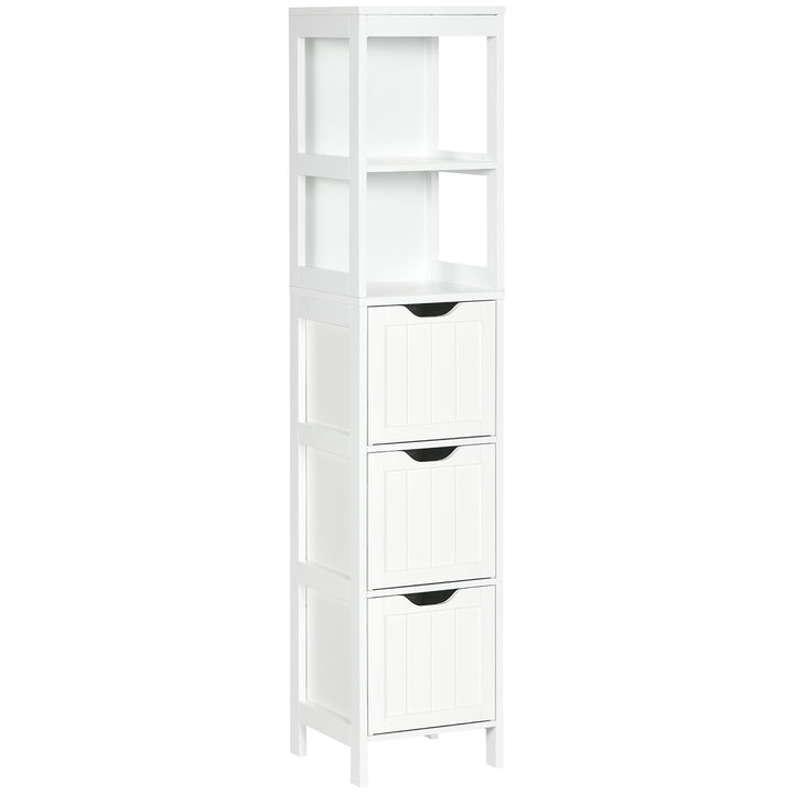 Narrow Floor Cabinet, Bathroom Cabinet with 3 Drawers and 2 Open Shelv