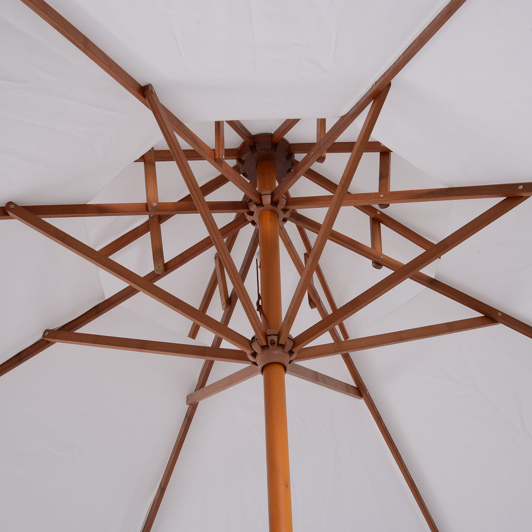 2.7m Elegant Wooden Frame Parasol Umbrella - White