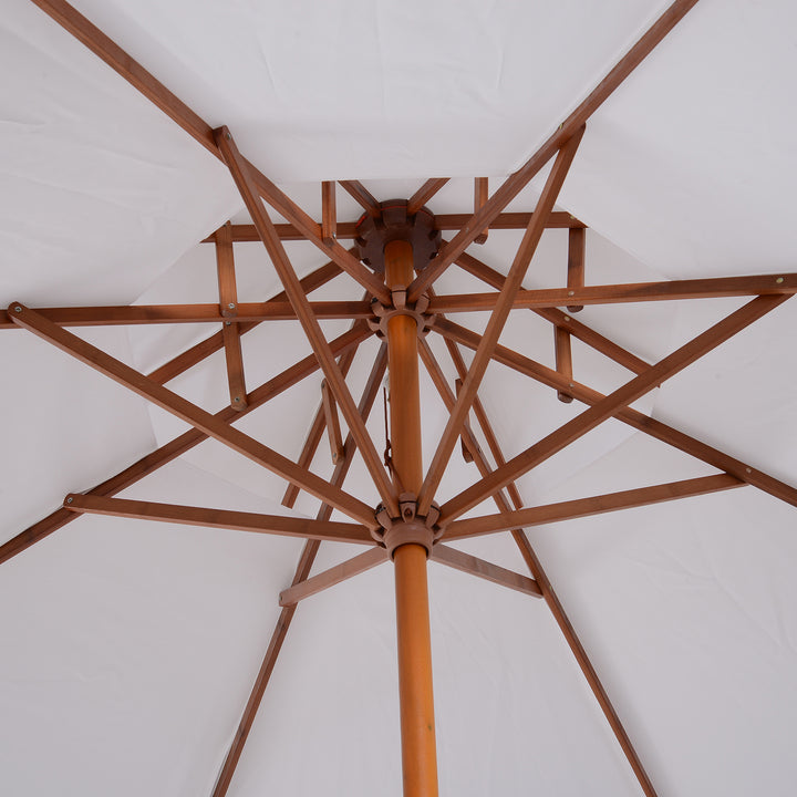 2.7m Elegant Wooden Frame Parasol Umbrella - White