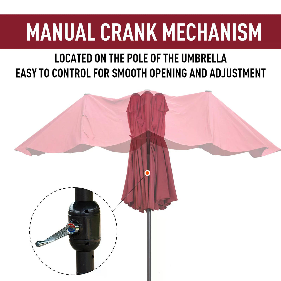 MCL 4.6m Double-Sided Patio Parasol Sun Umbrella-Wine Red