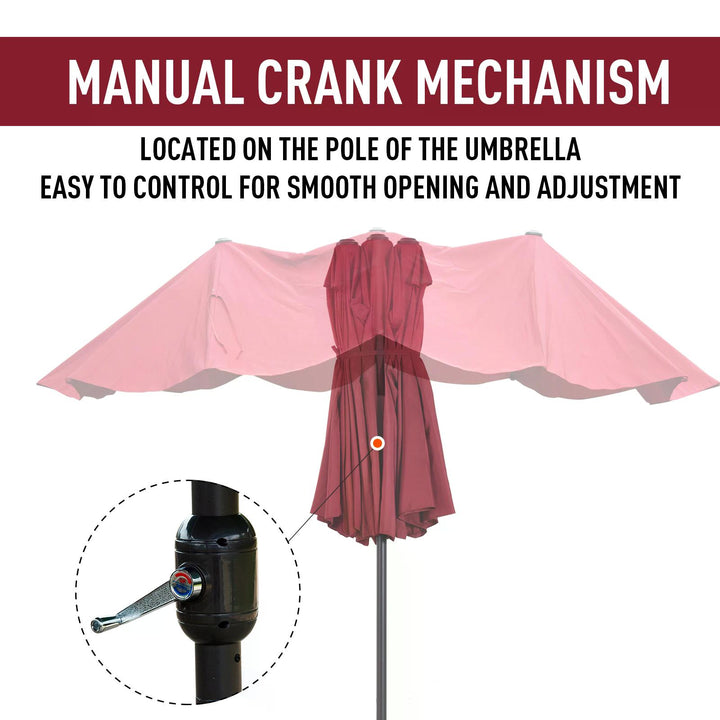 MCL 4.6m Double-Sided Patio Parasol Sun Umbrella-Wine Red