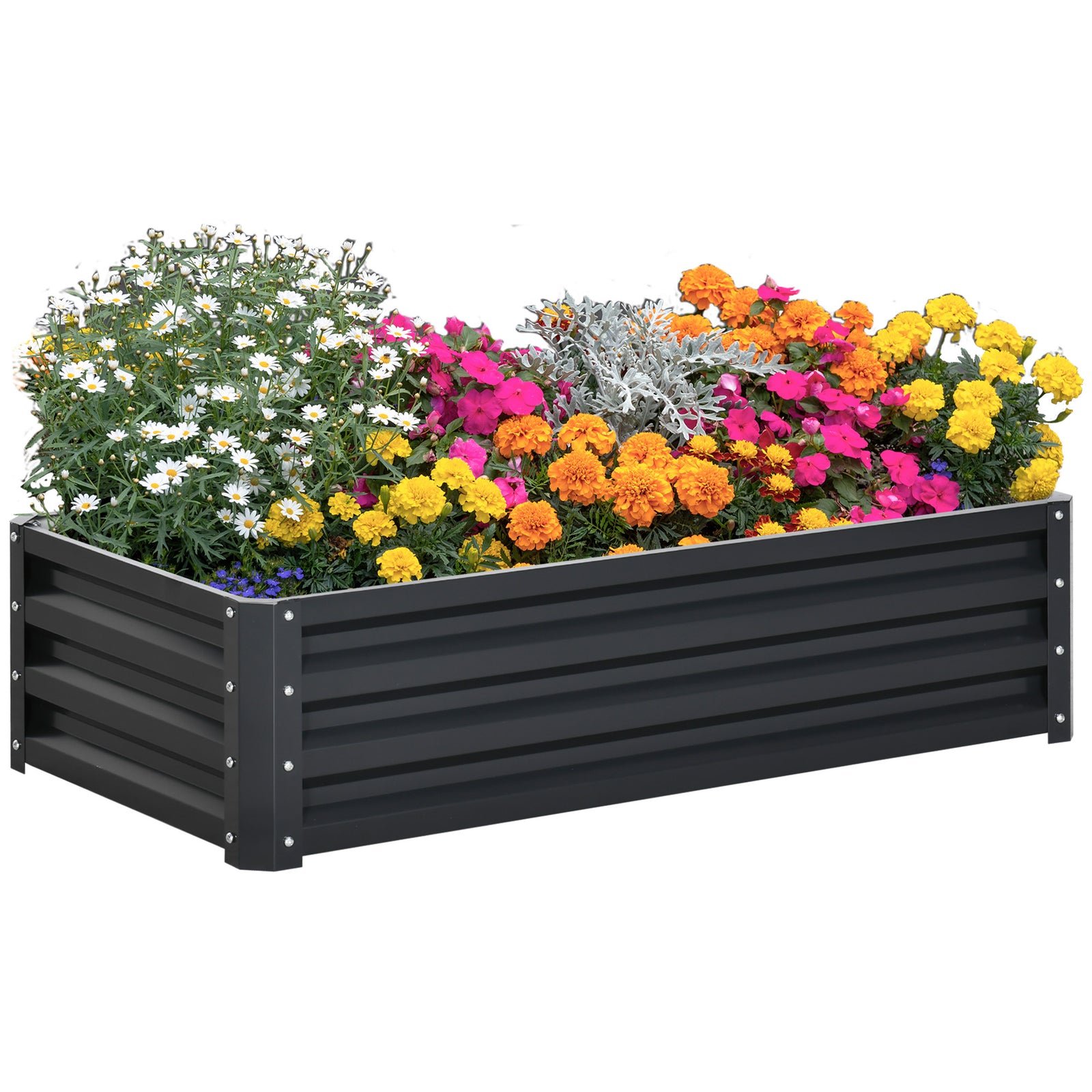 Raised Beds for Garden, Galvanized Outdoor Planters, for Herbs and Vegetables, Use for Patio, Backyard, Balcony, Grey