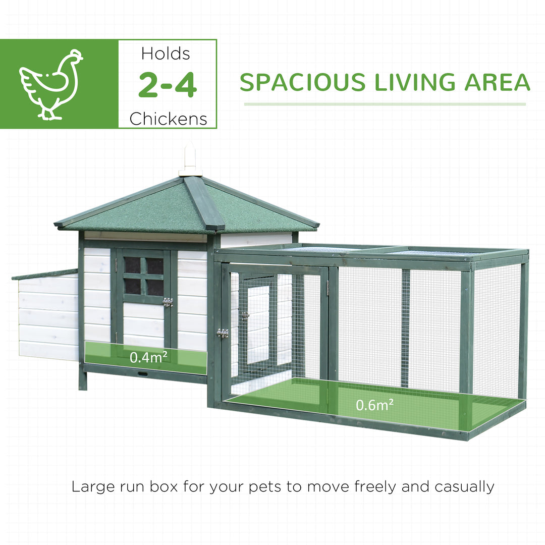 Chicken Coop, Small Animal Pet cage w/ Nesting Box, Wooden Outdoor Run, Green