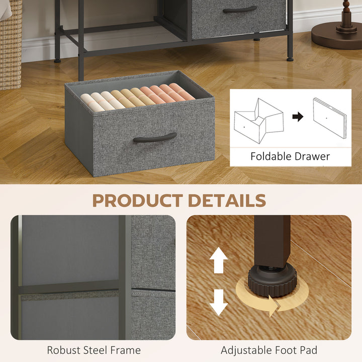 Fabric Chest of Drawers, Industrial Bedroom Dresser with 8 Fabric Drawers, Steel Frame and Wooden Top for Nursery, Living Room, Hallway, Rustic Brown and Grey