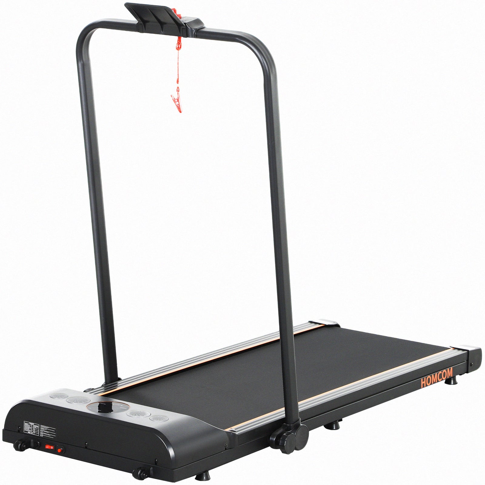 Foldable Walking Treadmill, with LED Display and Wheels, for Home, Office, Fitness Studio, Orange