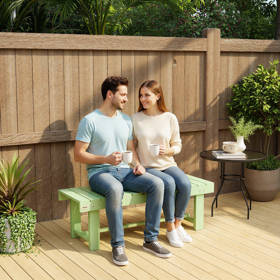 Wooden Garden Bench, Backless Outdoor Loveseat with Slatted Seat, Ligh