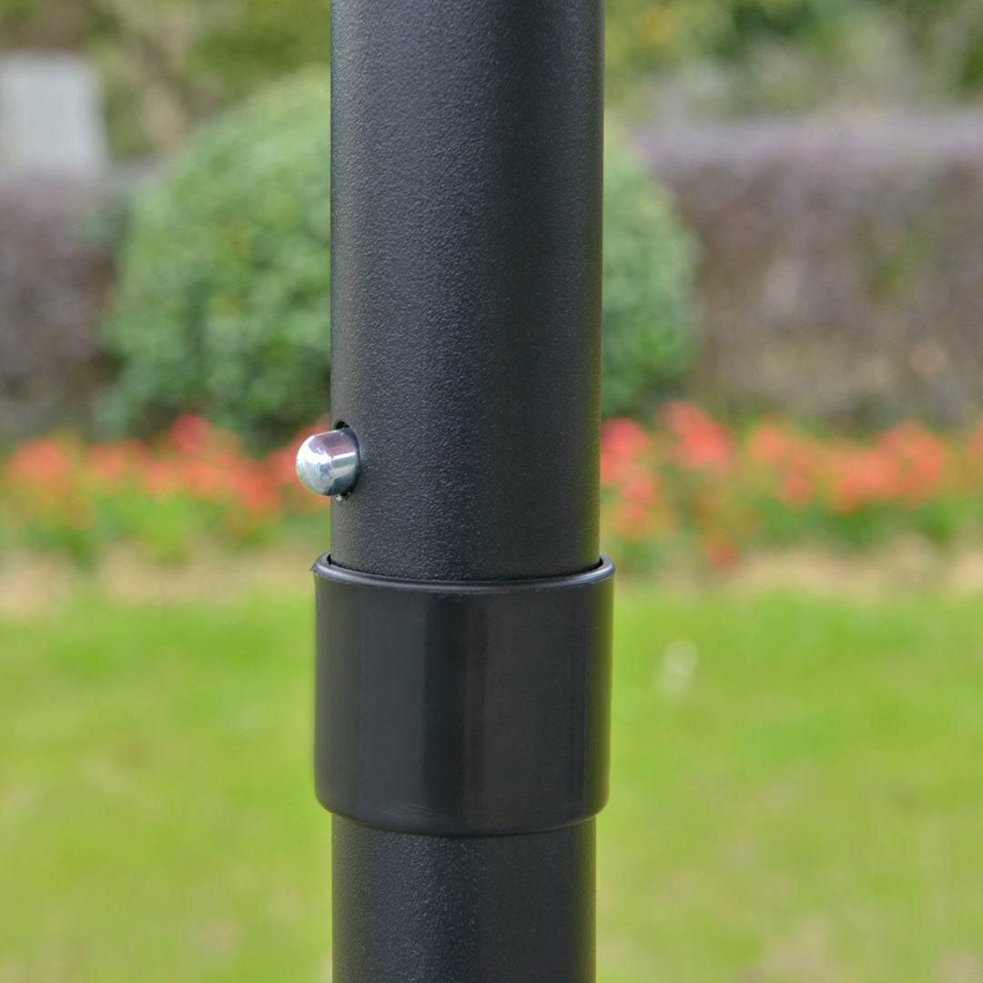 2.7M Garden Parasol Umbrella with Glass Fibre Ribs and Aluminium Frame, Tilting Sun Shade Shelter Canopy, Wine Red